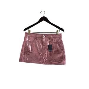 Pink metallic mini skirt SzM soft fabric NWT bright skirt